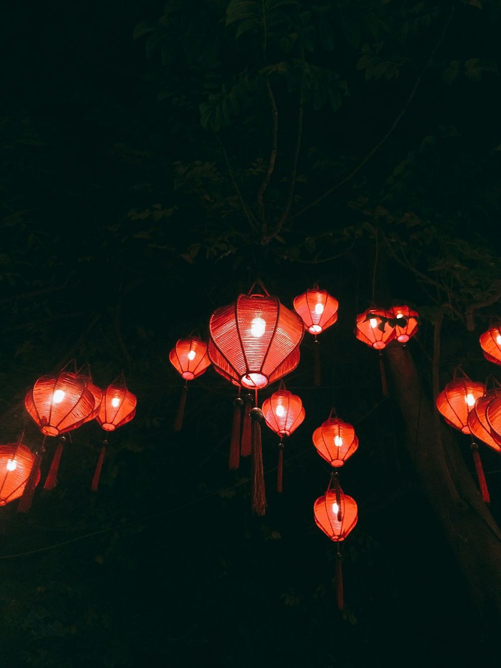 Red lanterns at night in Hội An